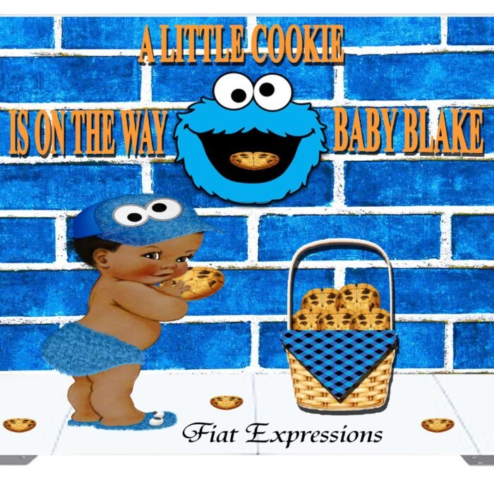 Cookie Face Baby Shower Backdrop with Basket Baby