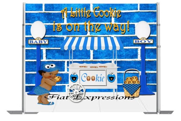 Cookie Baby Shower Backdrop, Cookie Boy & Cookie Cart Baby Shower Backdrop, Cookie Monster Theme Baby Shower Poster Digital File