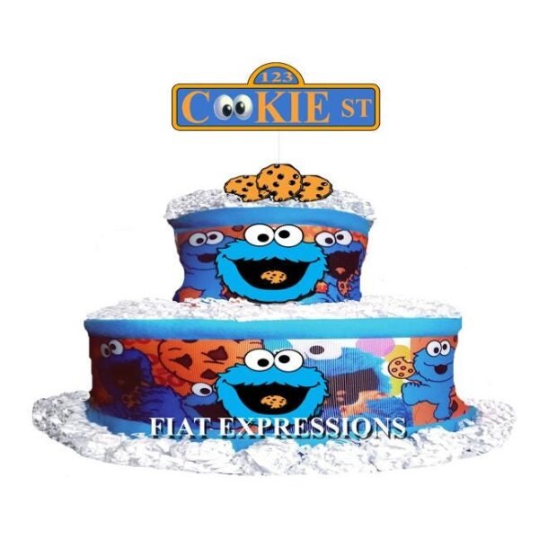 Cookie Diaper Cake 2 Tier Burp Cloth with Cookies/Cookie Monster Inspired -Baby Shower Centerpiece and Gift
