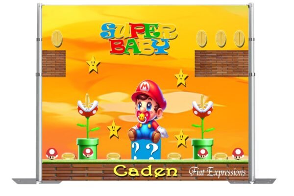 Super Baby with Paint Baby Shower Poster Backdrop Digital File DIGITAL