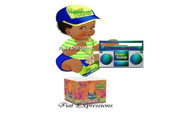 Fresh Prince Baby Shower Centerpiece with Sitting Baby Boy & Boombox/Fresh Prince Baby Shower Centerpiece Decorations