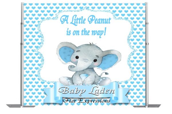 Elephant & Hearts Baby Shower Backdrop Digital File DIGITAL