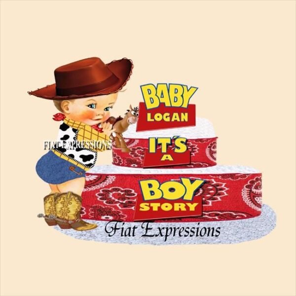 Boy Story Diaper Cake 2 Tier Burp Cloth with Red Bandana Ribbon/Boy Story Baby Shower Centerpiece & Gift