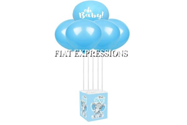Elephant Blue Gingham Baby Shower Balloon Centerpiece