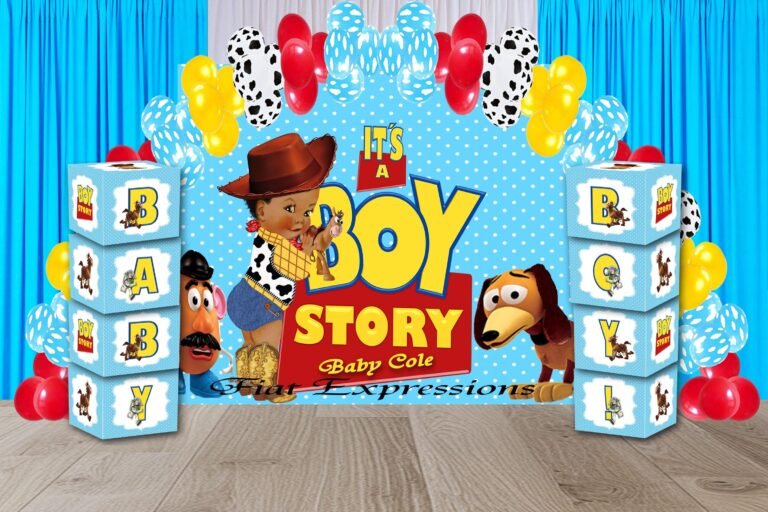 Boy Story Baby Shower Backdrop Blue