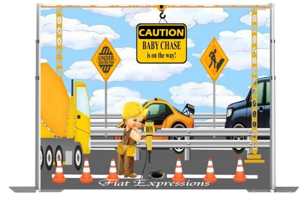 Construction on the Freeway Baby Shower Backdrop Digital File DIGITAL