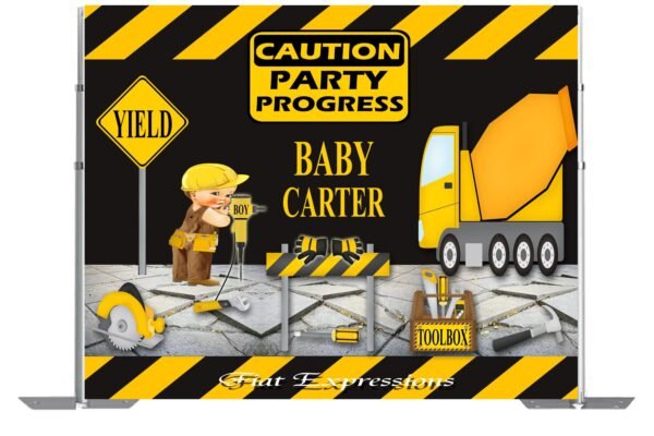 Construction at Night Baby Shower Backdrop Digital File DIGITAL