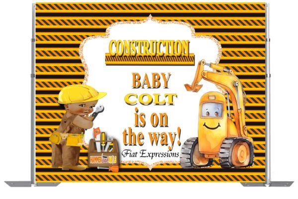Construction Boy & His Toolbox Baby Shower Backdrop Digital File DIGITAL