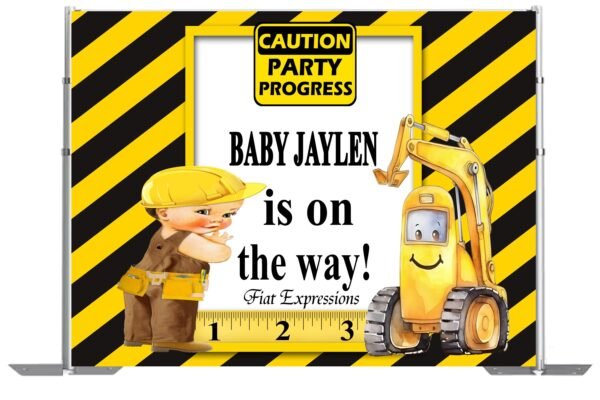 Construction Yellow Baby Shower Backdrop Digital File DIGITAL