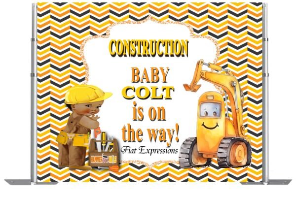 Construction Baby Shower Backdrop Digital File DIGITAL