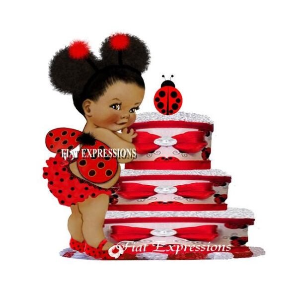 Ladybug Diaper Cake 3 Tier/Ladybug Baby Shower Centerpiece & Gift