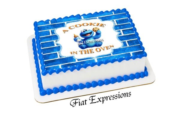 Cookie Monster Themed Baby Shower Edible Cake Image, Cookie Baby Monster with Botle Digital File