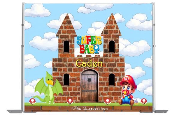 Super Baby & Castle Baby Shower Poster Backdrop Digital File DIGITAL