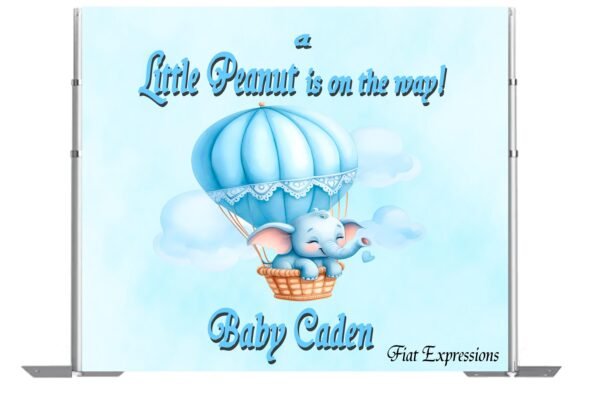 Elephant in Hot Air Balloon Baby Shower Backdrop Digital File DIGITAL