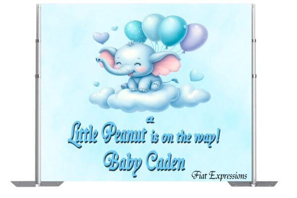 Elephant Floating on Cloud Baby Shower Backdrop Digital File DIGITAL