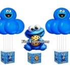 Cookie Monster Themed Baby Shower Centerpiece and Balloon Bouquets 3 Set or More