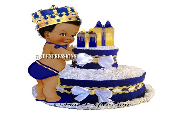 Prince Diaper Cake 2 Tier with Gifts/Baby Shower Gift and Centerpiece