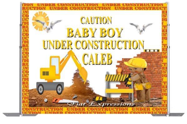Construction in Progress Baby Shower Backdrop Digital File DIGITAL