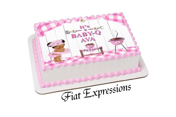Baby-q Baby Shower Edible Cake Image, Girl Pink & White Digital File