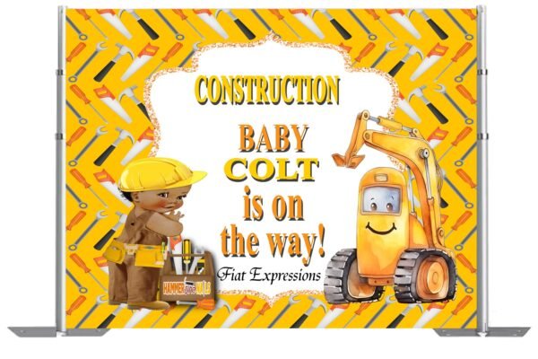 Construction Fork Lifter Baby Shower Backdrop Digital File DIGITAL