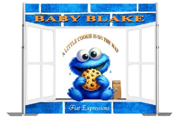 Cookie Baby Monster with Cookie Bag/Cookie Monster Inspired Baby Shower Backdrop Digital File DIGITAL