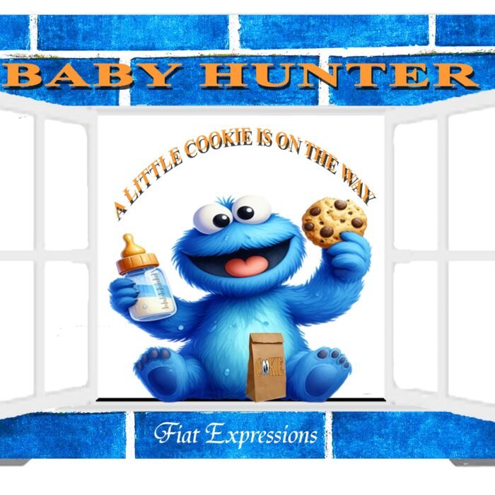 Cookie Monster Themed Baby Shower Backdrop with Bottle in Window Cookie Monster Themed Baby Shower Backdrop with Bottle in Window