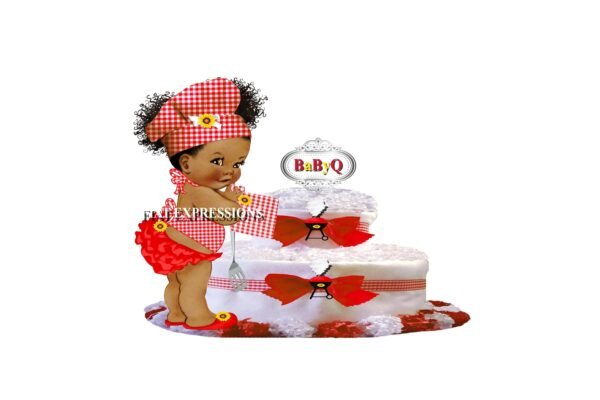 Baby-Q Girl Diaper Cake, 2 Tier Diaper Cake, Baby Shower, Baby-Q Baby Shower Centerpiece & Gift