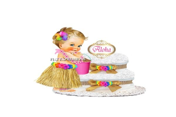 Hawaiian Diaper Cake, Tropical Island Diaper Cake, Laua Hula Grass Skirt Girl Diaper Cake, Hawaiian Baby Shower Centerpiece and Gift