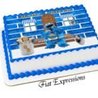 Cookie Monster Themed Baby Shower Edible Cake Image with Baby in Window