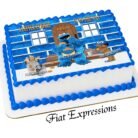 Cookie Monster Themed Baby Shower Edible Cake Image with Basket and Baby