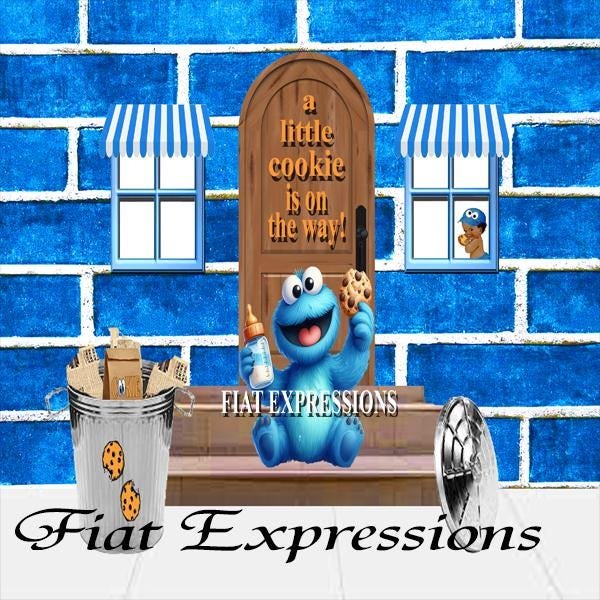 Cookie Baby Shower Backdrop, Cookie Boy & Big Monster Baby Shower Backdrop, Cookie Monster Themed Baby Shower Poster Digital File