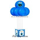 Cookie Monster Themed Baby Shower Balloon Bouquet Face