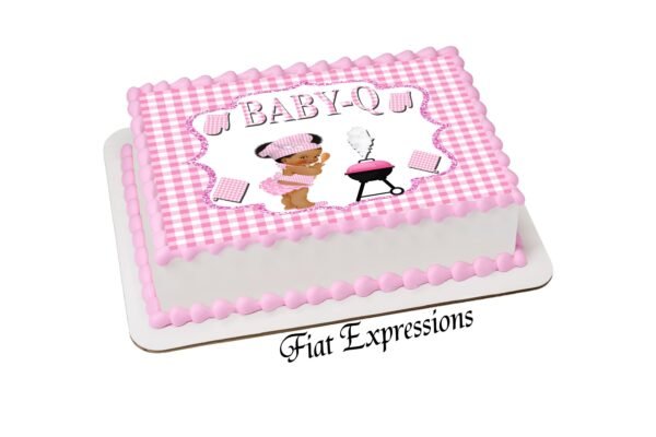 Baby-q Girl Pink Baby Shower Edible Cake Image Digital File