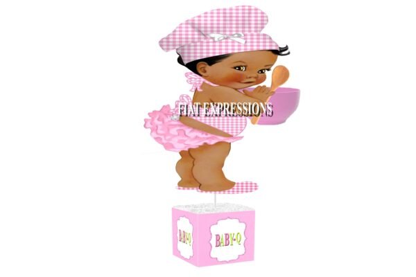 Baby-Q Pink Baby Shower Table Centerpiece, Baby-Q Girl with Mixing Bowl Baby Shower Table Centerpiece, Baby-Q Baby Shower