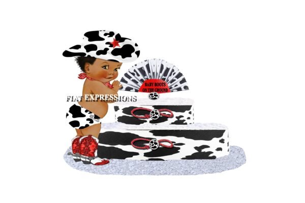 Baby Boots on the Ground Diaper Cake, Cowboy Diaper Cake, Country Western Cow Print, Baby Boots on the Ground Baby Shower Centerpiece & Gift