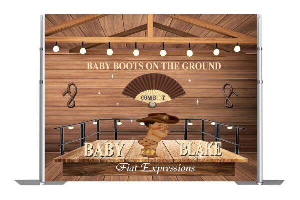 Baby Boots on the Ground Baby Shower Backdrop Digital File, Baby Shower Brown Poster, Photo Prop, Baby Shower Sign