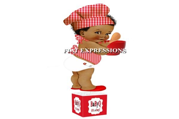 Baby-Q Boy Red & White with Bowl Baby Shower Table Centerpiece