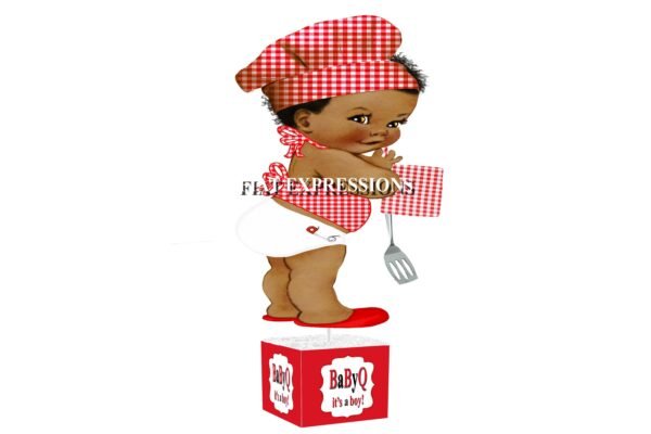 Baby-Q Boy Red with Potholder & Spatula Baby Shower Table Centerpiece