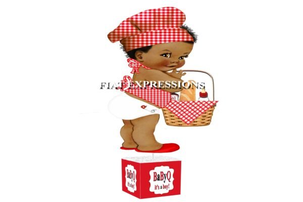 Baby-Q Boy Red with Basket Baby Shower Table Centerpiece