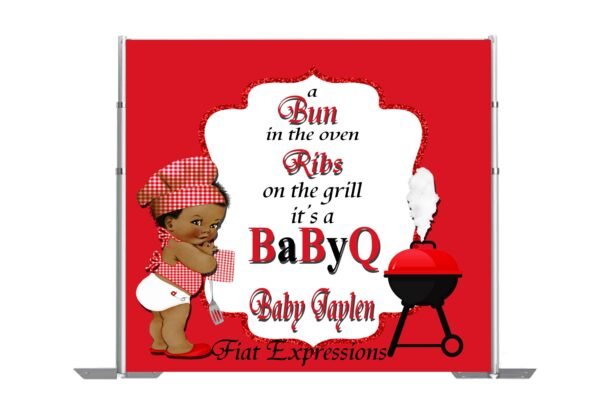 Baby-Q with Potholder & Spatula Baby Shower Poster Backdrop Digital File, Baby Shower Banner, Baby Shower Sign, Baby Shower Photo Prop