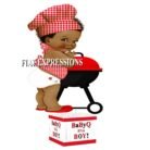 Baby Q Boy Centerpiece Red White Wood Grill