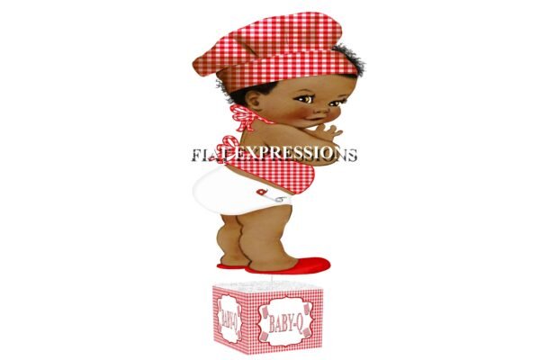 Baby-Q Red with Boy Baby Shower Table Centerpiece