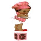 Baby Q Boy Centerpiece Red Gingham Brown Wood Potholders