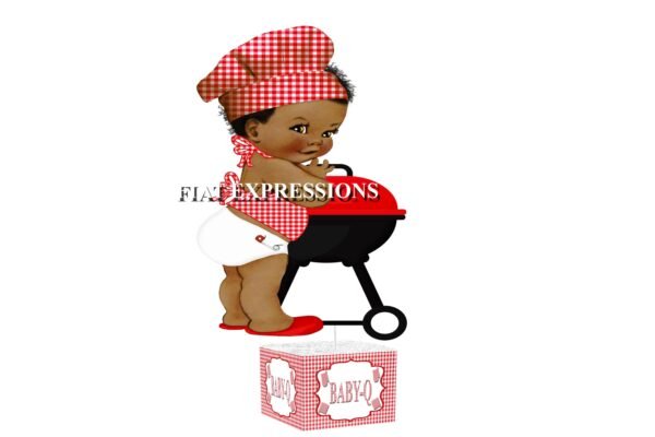 Baby-Q Red with Boy & Grill Baby Shower Table Centerpiece