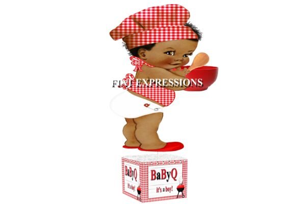 Baby-Q Boy & Red Bowl Baby Shower Table Centerpiece