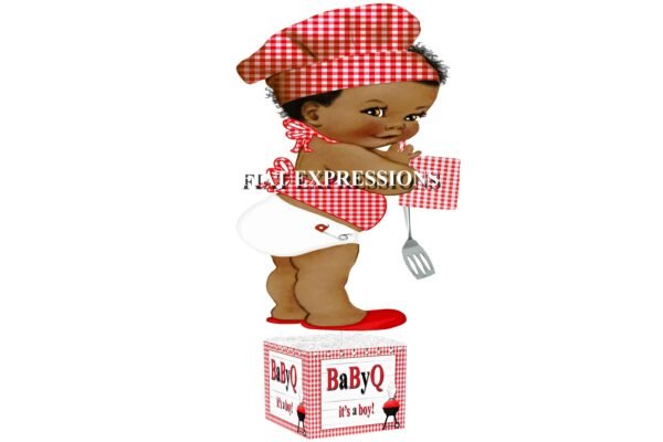 Baby-Q Little Boy with Potholder & Spatula Baby Shower Table Centerpiece