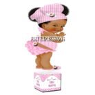 Baby Q Centerpiece Pink Gingham Sunflower Wood