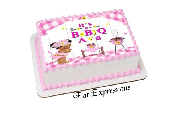 Baby-q Baby Shower Edible Cake Image, Girl Pink & Yellow Digital File