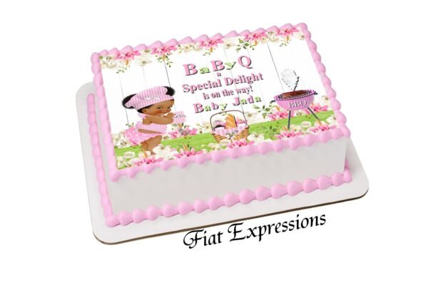 Baby-q Girl Baby Shower Edible Cake Image Digital File