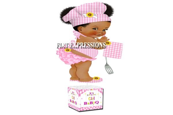 Baby-Q Baby Shower Table Centerpiece, Baby-Q Girl Pink & Yellow Baby Shower Table Centerpiece, Baby-Q Baby Shower